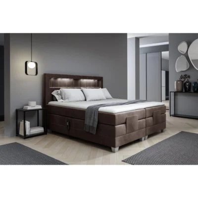 Fun Möbel Boxspringbett DAVIDE in Braun, Liegefläche 120x200 cm – mit Bettkasten, Taschenfederkern